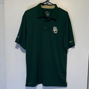 Nike Dri-fit BU Baylor University Dark Green with gold accents Polo Shirt Size L